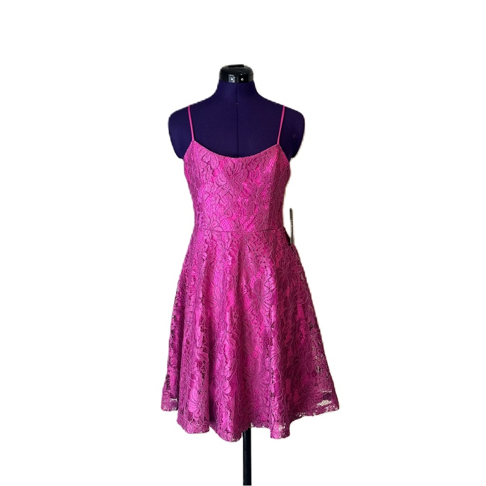 Lulus Pink Lace Short Sleeve Mini Dress